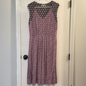 Boden Women’s Sleeveless Jersey V Neck Dress Floral Size 12 Long